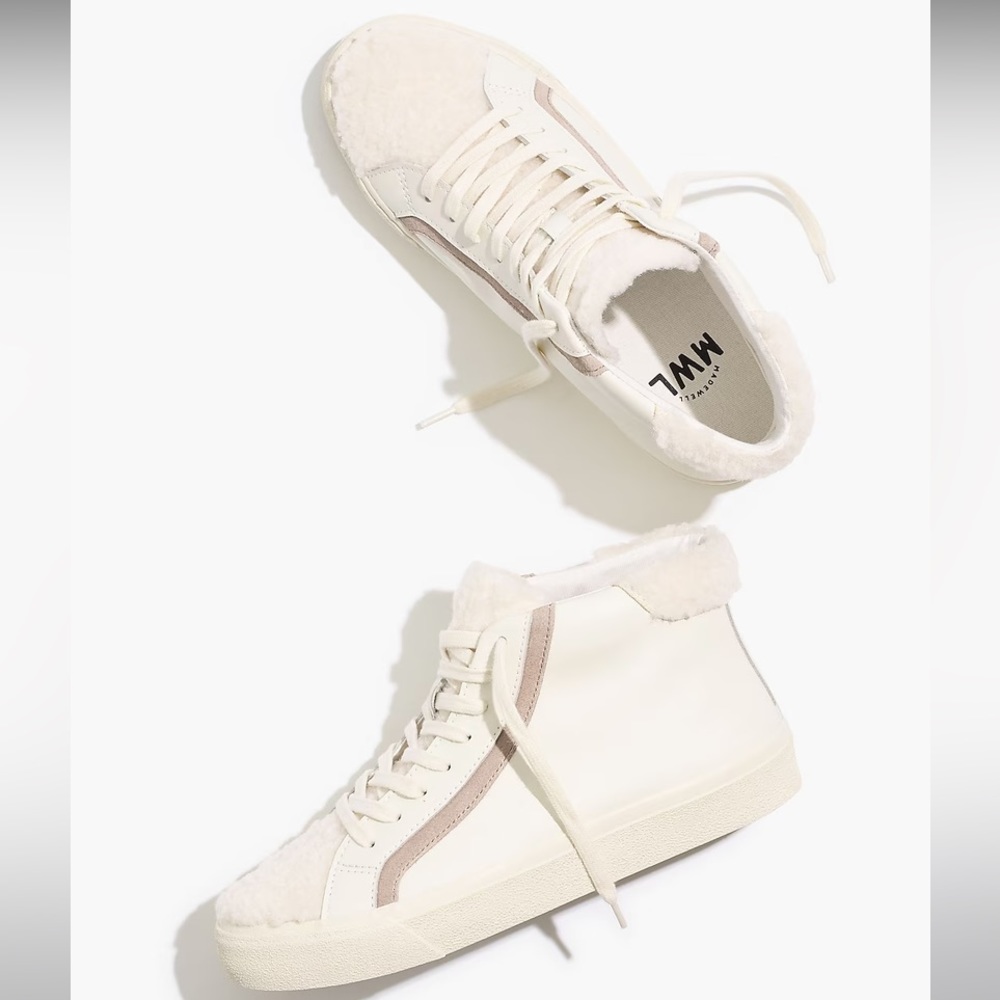 Madewell Cloudlift Sidewalk High-Top Sneakers in Leather: Sherpa Edition